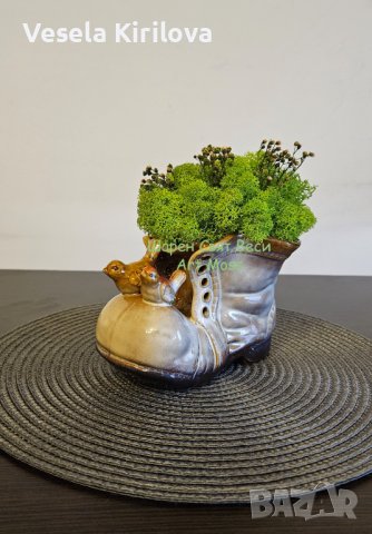 кашпа керамична обувка със Скандинавски мъх, снимка 5 - Декорация за дома - 44423241
