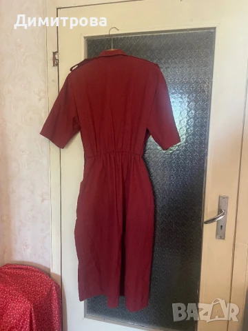 Червена рокля с къс ръкав на квадрати , снимка 2 - Рокли - 50974628