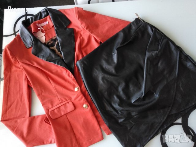 Дамски комплект сако и кожена пола S размер, снимка 7 - Комплекти - 38040334