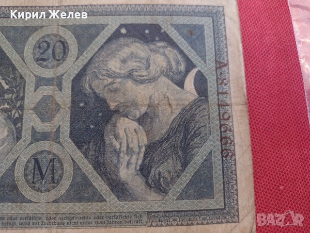 Райх банкнота 20 марки 1915г. Германия рядка за колекционери 28277, снимка 9 - Нумизматика и бонистика - 37142086