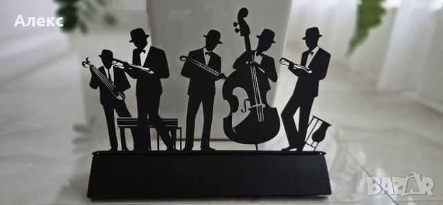 Джаз музиканти–метал, дърво, 30см/ 40см, снимка 5 - Грамофонни плочи - 52170699