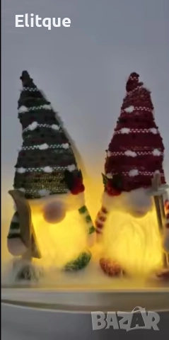 Светеща коледна играчка – Декорация с LED осветление и плетена шапка