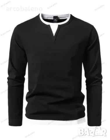 Фалшива двуслойнa мъжка тениска с V-образно деколте и шевове, 4цвята , снимка 8 - Тениски - 48458438