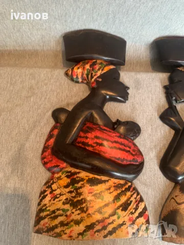 африкански дървени фигури  декорации за стени, снимка 3 - Декорация за дома - 50071926