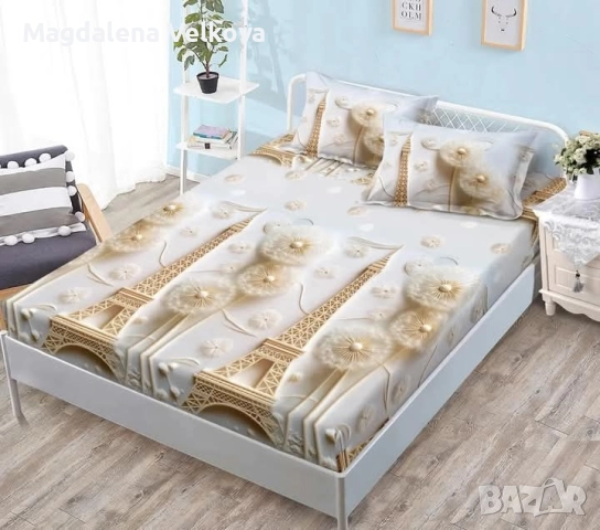 Чаршаф с ластик и 2 калъфки , снимка 2 - Спално бельо - 52800216