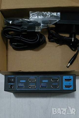 Професионален 4K HDMI KVM Суич VPFET VP-SW220 | 2 PC към 2 Монитора | Ultra HD 60Hz