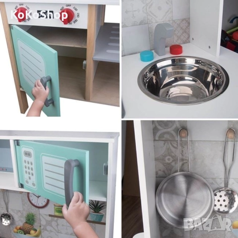 Детска дървена кухня-60x30x92.5 см./дървена кухня/детска кухня, снимка 3 - Образователни игри - 52151725