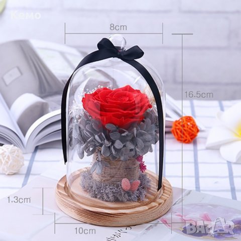 Вечна роза в похлупак, снимка 4 - Декорация за дома - 31886358