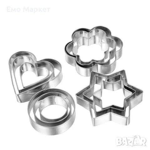 Комплект от 12 части алуминиеви форми за бисквити, снимка 8 - Други - 49152295