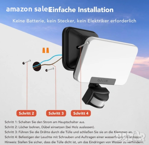 OREiN LED прожектор със сензор за движение външен монтаж 2800 lm,2700/4000/6500K 24W , снимка 11 - Лед осветление - 54167023