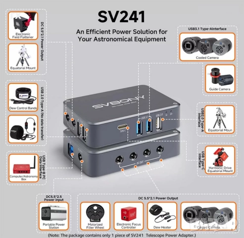 SVBONY SV241 Астрономически DC+USB хъб кутия за астрофотография