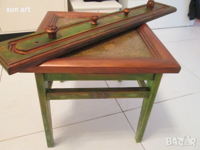 дървена арт закачалка зелена-80см, снимка 2 - Закачалки - 39470654