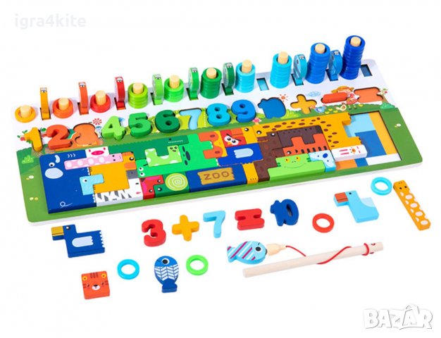 интерактивна дървена игра с магнитен риболов тетрис с животни, снимка 2 - Образователни игри - 38774025