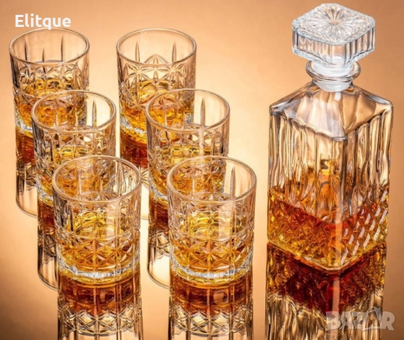 Комплект от стъклена гарафа с 6 броя чаши , снимка 3 - Подаръци за мъже - 52716329