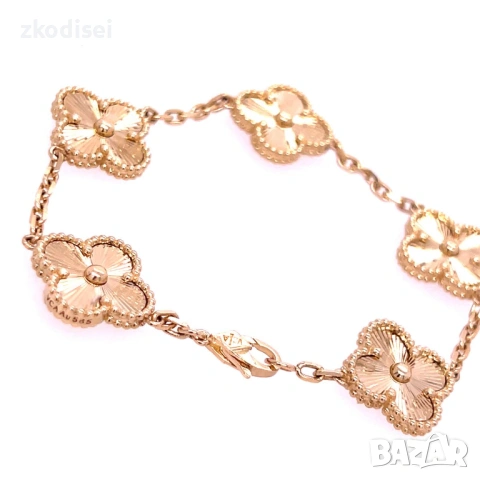 Златна дамска гривна Van Cleef 12,30гр. 17,0см. 14кр. проба:585 модел:37763-5, снимка 2 - Гривни - 54202596