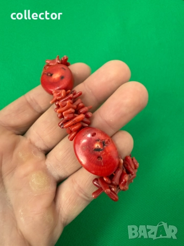 Гривна от естествен червен корал. №7469, снимка 4 - Гривни - 51998544