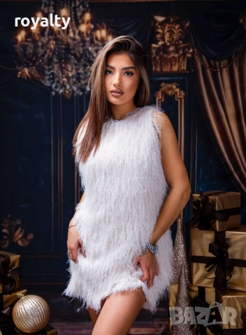 Бяла Дамска Мека Рокля 