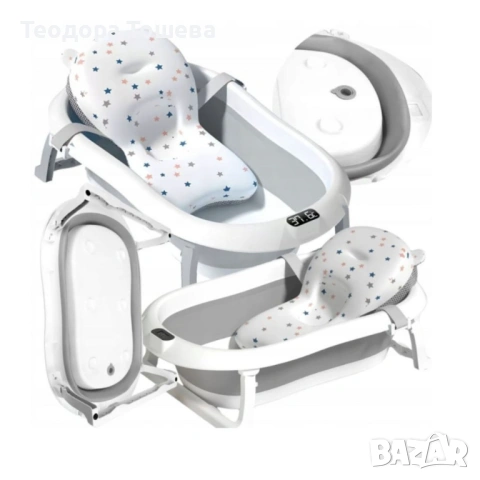Сгъваема бебешка вана с възглавница и термометър , снимка 4 - Други - 53002823