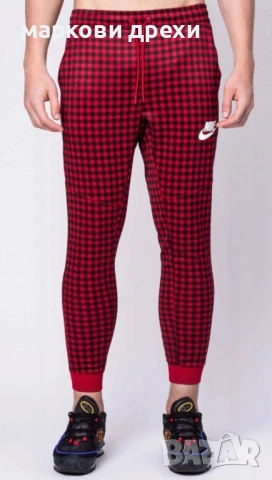 Nike Gingham Check Joggers In Red L, снимка 2 - Спортни дрехи, екипи - 52913221