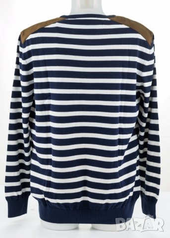 Раиран мъжки пуловер от памук в тъмносиньо и бяло Denim Culture - XL, снимка 2 - Пуловери - 42823920