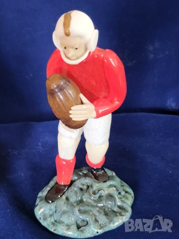 рядка фигура на играч ( американски футбол) цветно арт стъкло, ръчна работа, Чехословакия - 1960-те