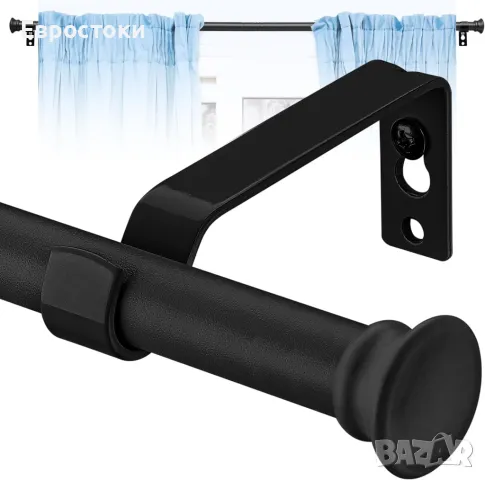 INFLATION Корнизи за външни пердета 76 до 116 см - диаметър 1,6 см. Регулируем матово черен корниз 