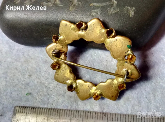 СТАРА ЗЛАТИСТА СКЪПОЦЕННА РЕТРО БРОШКА МАЙСТОРСКА ЮВЕЛИРНА РАБОТА 48772, снимка 9 - Антикварни и старинни предмети - 48733978
