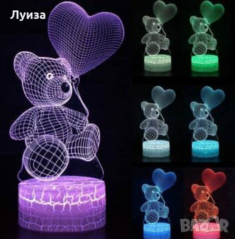 Уникално 3D LED светещо мече-7 цвята!