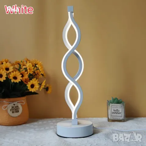 Спираловидна нощна LED настолна лампа, 3 вида светлина, топло, студено и неутрално бяло, снимка 4 - Лед осветление - 49155990