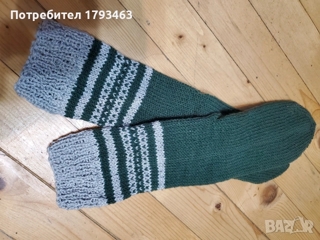 Ръчно плетени мъжки чорапи от вълна' размер 43, снимка 7 - Мъжки чорапи - 50749777