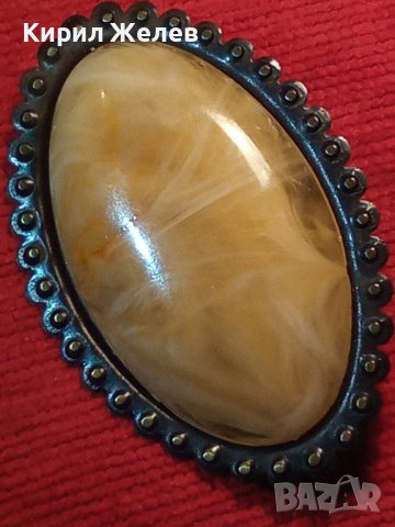 РЕТРО ВИНТИДЖ СССР БРОНЗОВА БРОШКА с КАТАЛИН 21694, снимка 9 - Антикварни и старинни предмети - 32523308