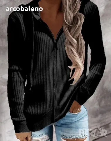 Ежедневен дамски суичър с качулка и цип, 6цвята , снимка 6 - Суичъри - 39745011