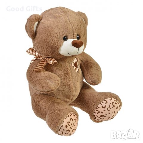 Плюшено мече кафяво с панделка и бродерия 40 см, снимка 2 - Плюшени играчки - 39221355