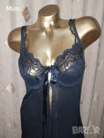  SANS 80 C Къса черна нощница с предно закопчаване , снимка 2 - Нощници - 42083832