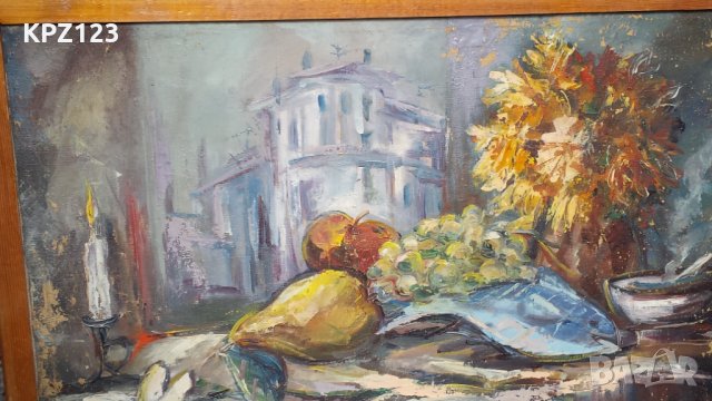 КАРТИНА НАТЮРМОРТ 95 год.(маслени бои) РАМКИРАНА/ ПОДПИСАНА, снимка 4 - Картини - 29079902