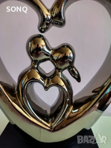 Прекрасна Немска Керамична Скулптура Сърце-Влюбени, снимка 3 - Антикварни и старинни предмети - 51155681