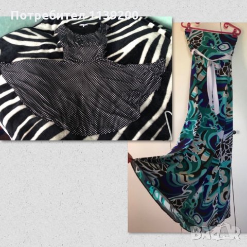 2 летни рокли М Cacadu дълга пъстра тюркоаз Patrice Breal черна с бели точки