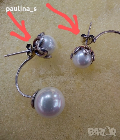 Два различни чифта / Сребърни обеци с естествени черни и бели перли проба s925 / Тифани , снимка 11 - Обеци - 32693453