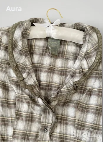 long-sleeve fitted plaid button-up shirt, снимка 3 - Ризи - 56224329