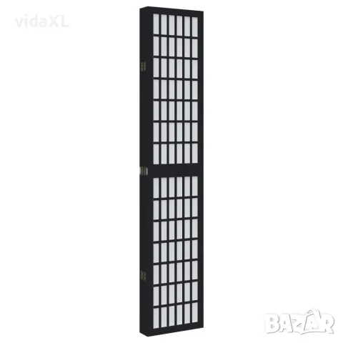 vidaXL Разделител за стая, 6 панела, черен, дърво пауловния масив, снимка 5 - Паравани - 56147351