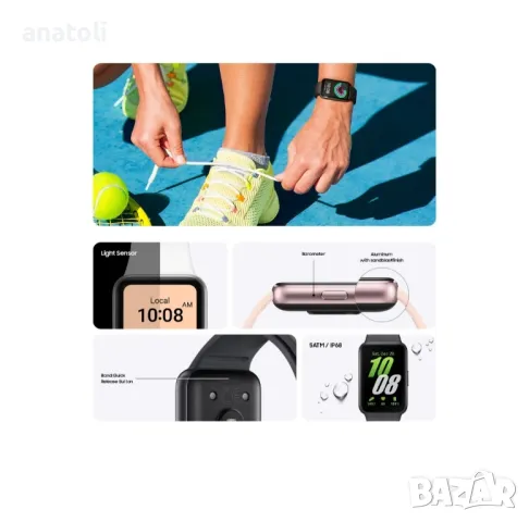 чисто нова Фитнес гривна Samsung Galaxy Fit3, Сив , снимка 6 - Смарт часовници - 49925929