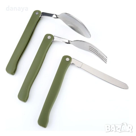 6282 Туристически сгъваеми прибори в калъф – комплект за къмпинг с лъжица, вилица и нож, снимка 5 - Къмпинг мебели - 53211776