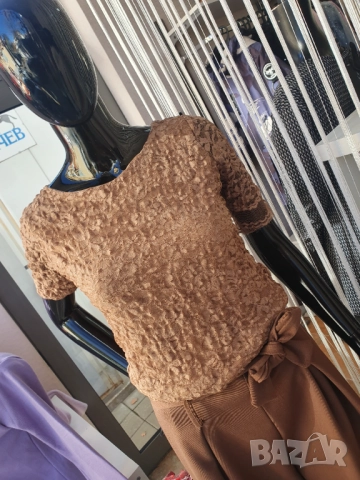 Дантелена блузка мока