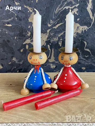Дървени човечета с магнитни ръчички/Свещници, снимка 4 - Други - 49702504