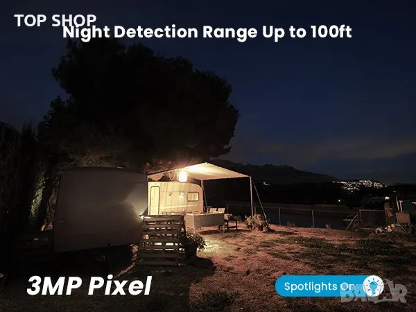 ieGeek 2K безжична WiFi 360°PTZ охранителна камера за наблюдение захранвана със слънчева батерия, снимка 10 - Аналогови камери - 49092984