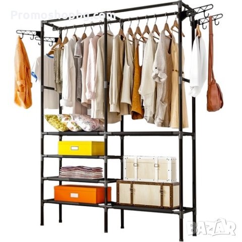 Двойна закачалка за дрехи Ruhhy, 173х108х36 см, Черна