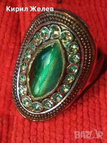 СТАР МЕДЕН СКЪПОЦЕНЕН АРТ ДЕКО КРИСТАЛЕН ПРЪСТЕН 21650, снимка 2 - Антикварни и старинни предмети - 36411294