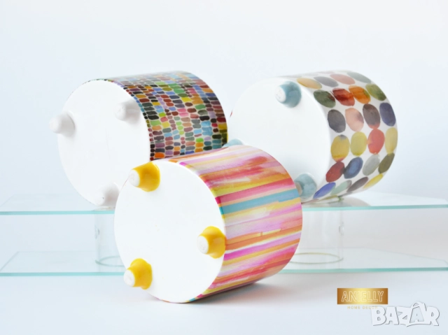 Керамични Кашпи за Сукуленти и Цветя / Подарък за Нов Дом / Многоцветни Керамични Кашпи за Цветя, снимка 4 - Саксии и кашпи - 52412038