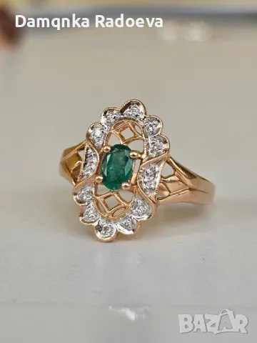 Руски златен пръстен с Брилианти 14 карата , снимка 13 - Пръстени - 49816167