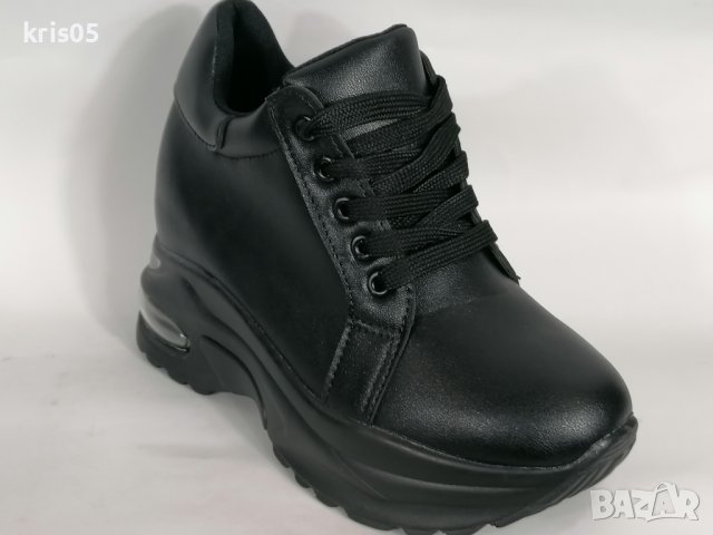 Черни маратонки на платформа, снимка 2 - Маратонки - 44239409